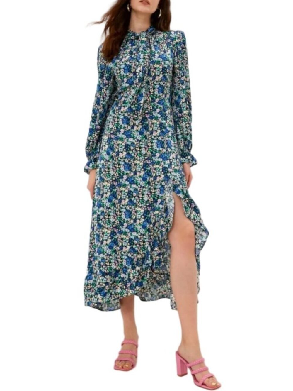River Island Floral Midi Long Sleeves Dress
